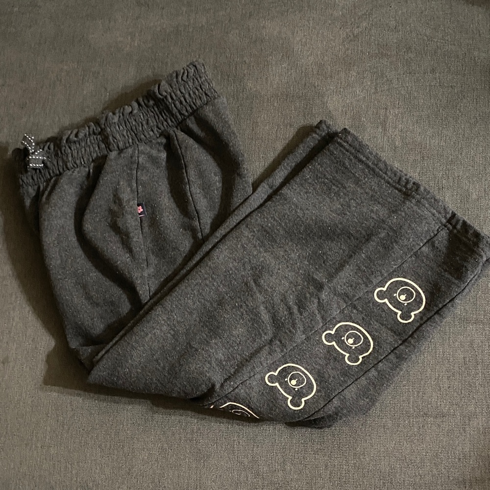 Kids Charcoal Gray Bear Print Sweats